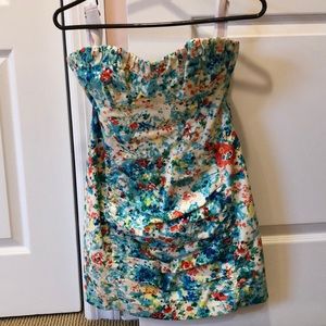 Nanette lepore floral mini strapless dress